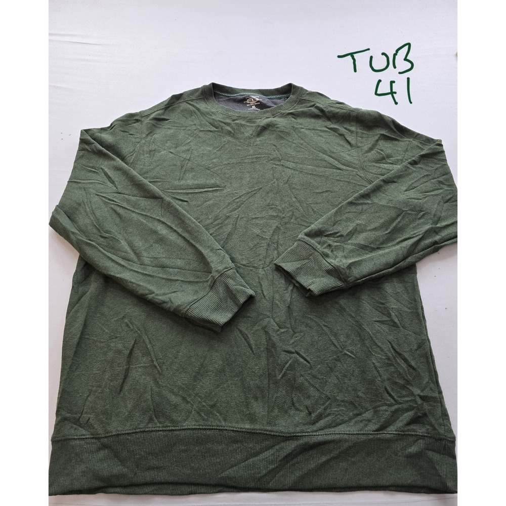GH Bass & Co Mens XL Green Crewneck Sweatshirt Long Sleeve Pullover V-Stitch